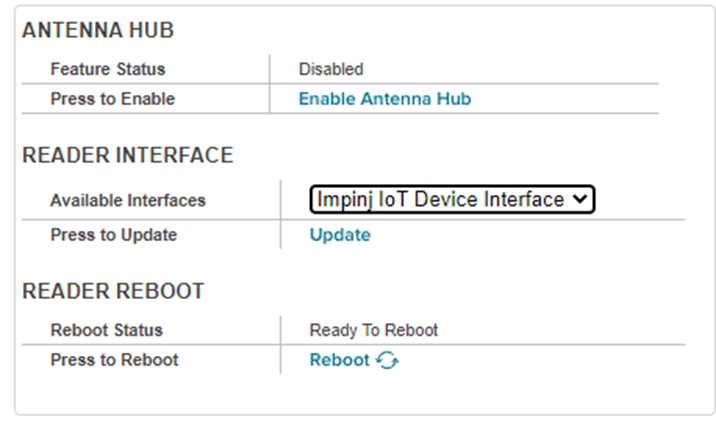 RFID R700 Impinj Device Configuration